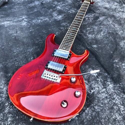 Promote Sales Glossy Red 6 String Electric Guitar,Solid Mahogany Body Rosewood Fingerboard Guitar,Real Photos