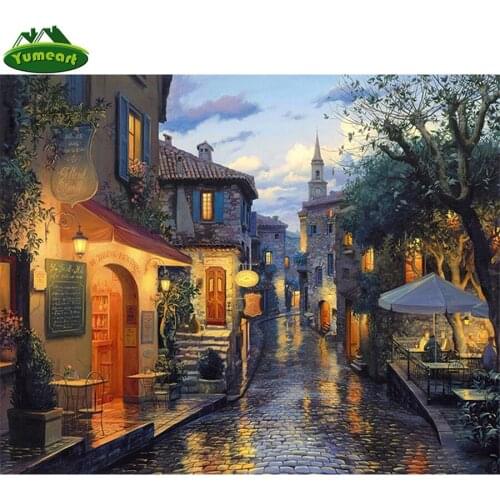 DIY Diamond Mosaic City Street Scenery Full Square Diamond Painting Cross Stitch Wine Store Full Diamond Embroidery Home Decor