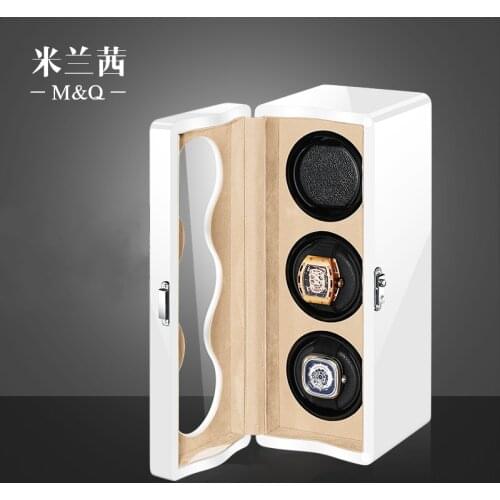 3 Slots White Watch Winder Storage Case Wooden Mechanical Watches Automatic Winding Watches Box Auto Holder Collection Display