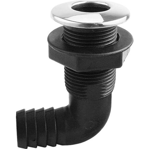 Marine Hull Fittings 90 Degree Hose 5/8 " Black Plastic Stainless Steel Seal
