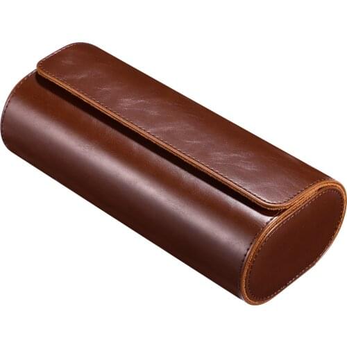 Hemobllo Watch Roll Travel Case 3 Slots Leather Watch Rolls Box Watch Roll Organizer (Brown)