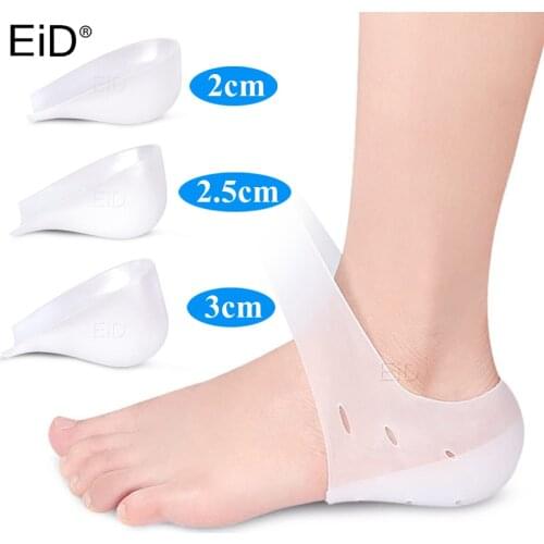 EiD Unisex Invisible Height Increase Silicone Socks Gel Heel Pads Heel Cushion Soles Insole Foot Massage Orthopedic Arch Support