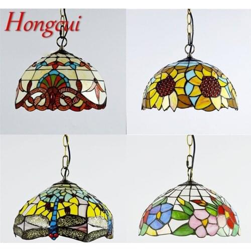 Hongcui Tiffany Pendant Light LED Lamp Modern Creative Fixtures For Home Dining Room Decoration
