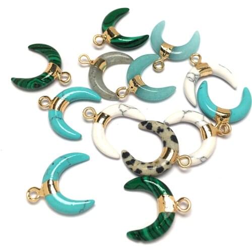 Natural Stone Pendant Exquisite Crescent Shaped Charms Semi-precious For Jewelry Making DIY Necklace Bracelet Anklet Accessory