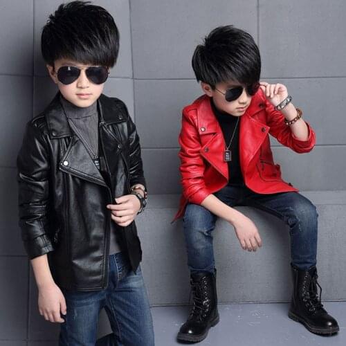 Student Clothes Baby Boys Leather Jacket Long Sleeve Outfit 2019 Spring Fashion Zipper Jackets for Boy Children Costume Clothing