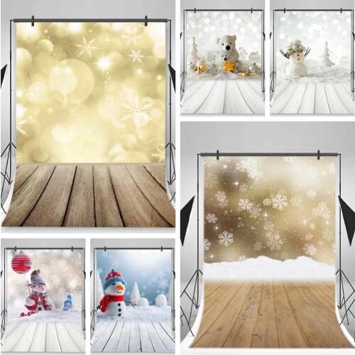 Laeacco Winter Backdrops Snowflake Snow Bokeh Wooden Floor Baby Portrait Photography Backgrounds Photophone For Photo Studio