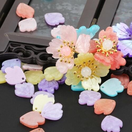 10pcs 13x16mm Color Imitation Shell Peony Petals of Pearl Shell Pendant for Jewelry Craft Scrapbook Decoration Clothes DIY