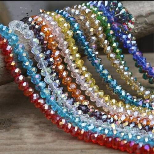 MHS.SUN Shiny AB Color Faceted Rondelle Beads 10MM 100PCS Glass Crystal Beads Loose Spacer Jewelry Beads Hand Craft
