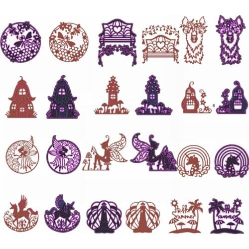 Cute Fairy Mushroom Florals Mixed Metal Cutting Dies Stencil Scrapbook Album Embossing For Gift Card Making Handcrafts Decor