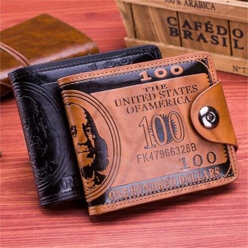 Fashion Dollar Pattern Card Holder Men Wallets Cash Clutch Pocket Wallet Fashion Short PU Leather Wallet Coin Purse 2 Colors