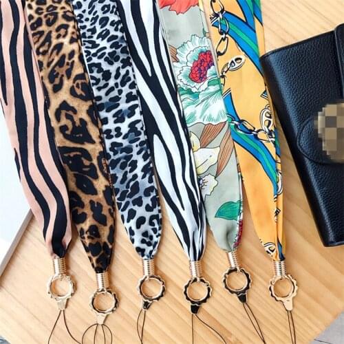 Fashion Leopard print Neck Straps Chiffon Wide Lanyards for keys ID Card Gym Mobile Phone Straps USB badge holder DIY Hang Rope
