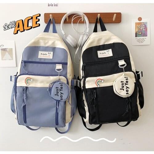 Korean Style Fashion Womens Backpack 2021 Nylon Waterproof School Bags For Girls Large Capacity Travel School Backpack