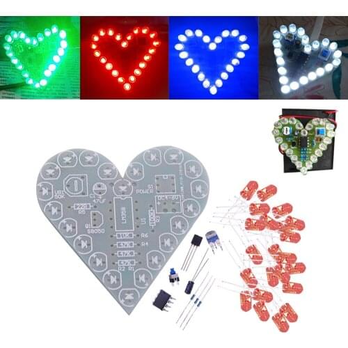 DIY Kit Heart Shape Breathing Lamp Kit DC 4V-6V Breathing LED Suite Red White Blue Green DIY Electronic Production for Learning