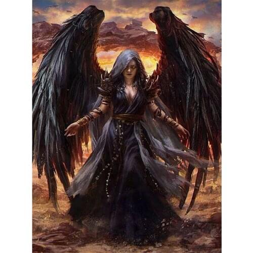 Black Angel Beauty DIY Cross Stitch Embroidery 11CT Kits Craft Needlework Set Printed Canvas Cotton Thread Home Sell