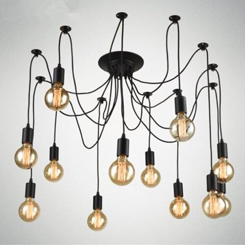 Nordic Retro Chandelier Vintage Loft Antique Adjustable Diy E27 Art Spider Ceiling Lamp Fixture Light luminaire suspendu