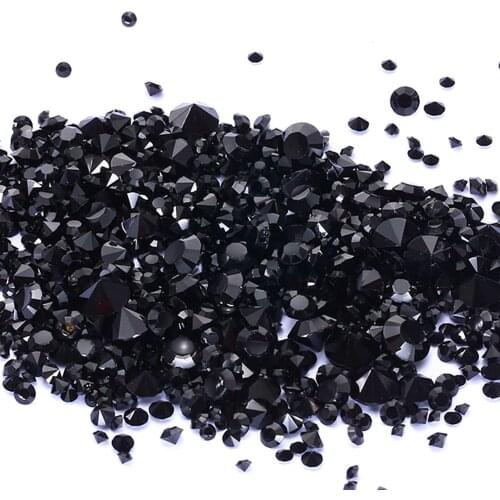 Wholesale Black Resin Rhinestones PointBack Glue On Beads Many Sizes Diamond Jewelry Nail Art Wedding Dress Decoration DIY