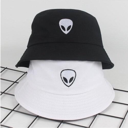 Panama Bucket Cap Unisex Embroidered Alien Foldable Bucket Hat Beach Street Headwear Fisherman outdoor Summer Fishing Hat