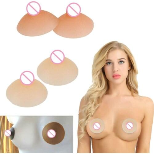 A Pair Washable Silicone Nipples for Breast Form Crossdresser Self-Suction Soft Reusable Lift Up Invisible Bra Tape