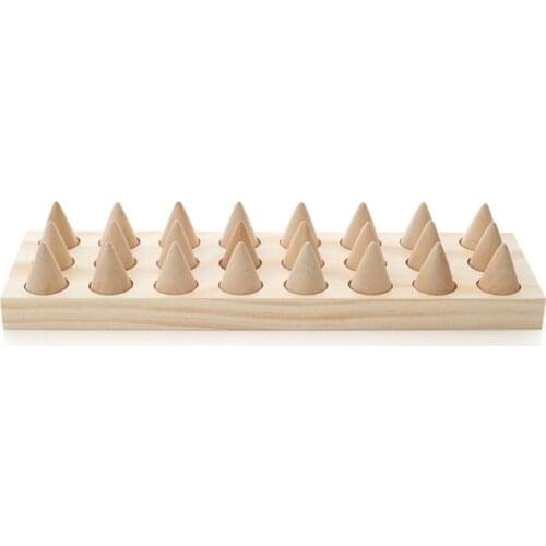 24 Solid Wood Jewelry Rings Display Stand Cone Storage Rack Organizer Holder Home Accessories Shelf