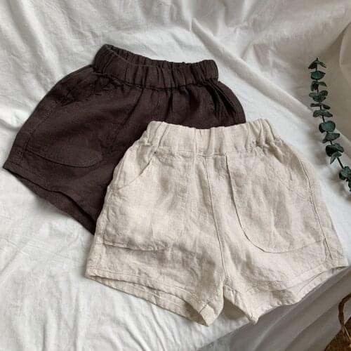 2020 Korean summer new linen pocket casual shorts for boys and girls neutral cool joker shorts for children