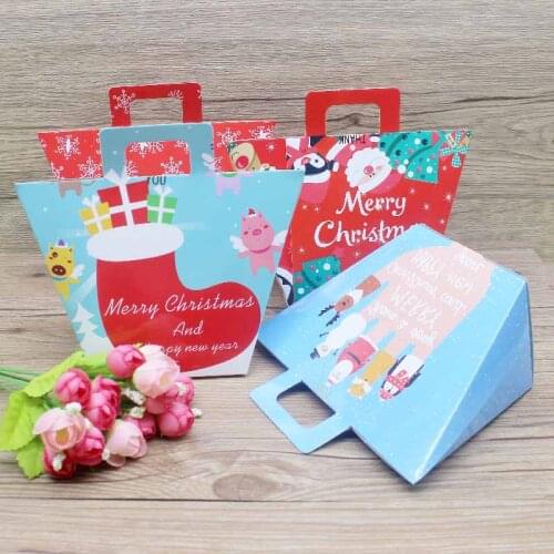 Merry Christmas wedding packing box Marbling for party suppiles Candy Packaging box 30/50pcs Handmade flower handle gifts box