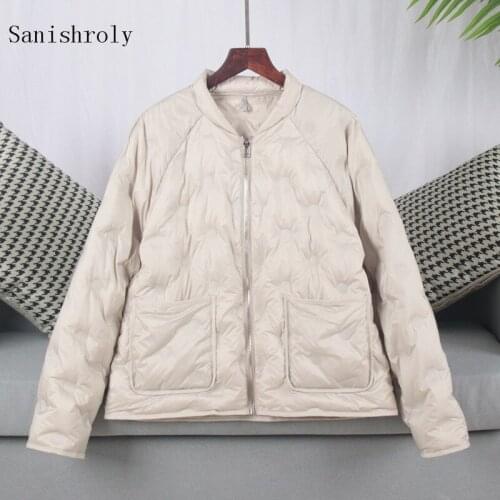 Sanishroly 2019 Autumn Winter Women Warm White Zipper Duck Down Jacket Female Light Down Coat Parka Plus Size Short Tops SE845