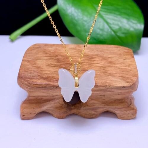 SHILOVEM 18k yellow gold real natural white Jasper pendants Christmas Gift fine Jewelry plant wedding no necklace yzz15176681hby