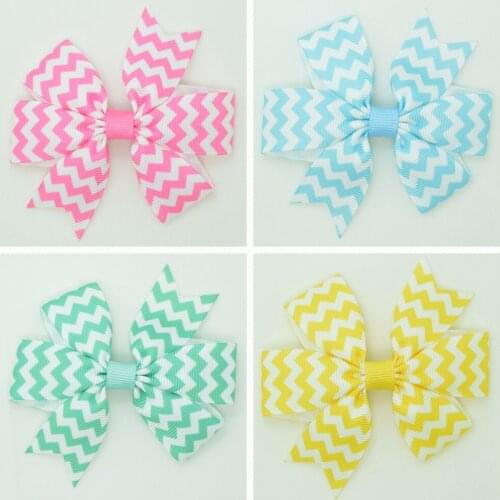 SUPWRF 3.1'' Easter chevron cute bow Girls Hair Bow With Clip Boutique Printed Ribbon headwear diy wholesale 20 PCS T0929