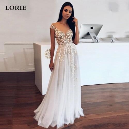 LORIE Boho Lace Wedding Dress Cap Sleeve Vintage Lace Appliques Bride Dresses Vestido De Novia Custom Made