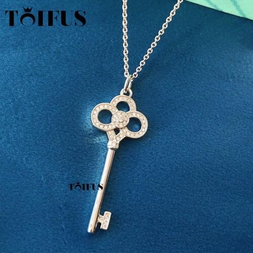 Tif Crown Sun Flower Key Necklace Sweater Chain Long Pendant For Girl, Gift For Girlfriend