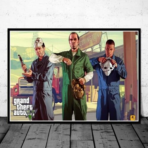 Video Game GTA 5 Grand Theft Auto Art Decor Picture Quality Canvas Painting Home Decor Poster living room Wall Decor A920
