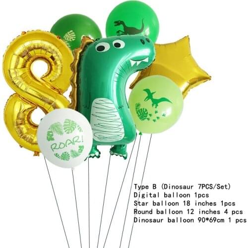 Dinosaur/Mermaid Party Balloon Dinosaur Birthday Kids Party Foil Number Balloons Jungle Birthday Party Decorations Globos Set