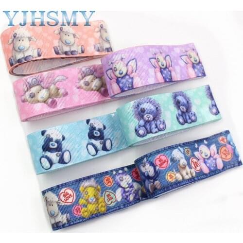 YJHSMY I-19308-558,25mm 10yards Cartoon Thermal transfer Printed grosgrain Ribbons,bow cap DIY handmade accessories decorations