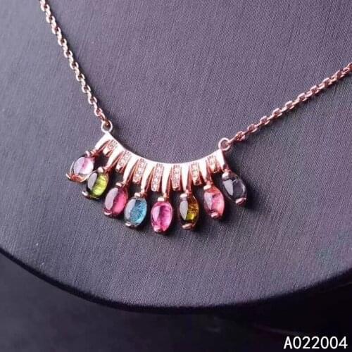 KJJEAXCMY Fine Jewelry 925 Sterling Silver Inlaid Natural Gemstone Tourmaline Female Miss Pendant Fashion Support Test