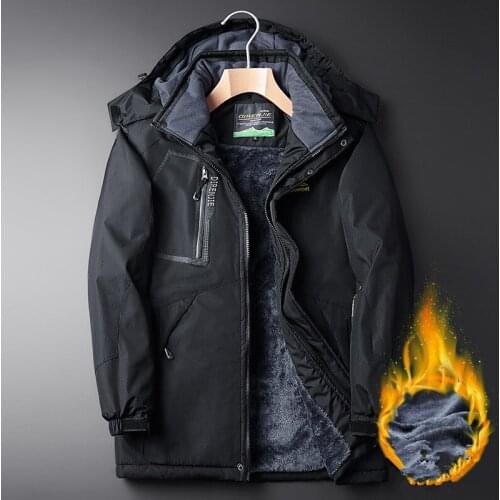 Winter Fleece Jackets Men Windbreaker Plus Velvet Thermal Parkas Coats Waterproof Overcoat Military Hooded Thick Warm Jacket 5XL