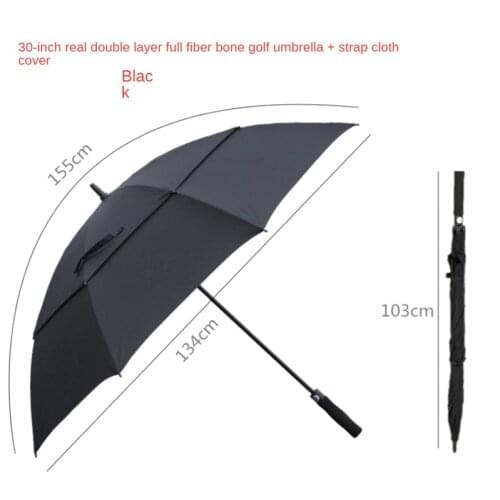 30-inch umbrella double-layer super wind-resistant high-end business fiber straight golf umbrella luxury umbrella