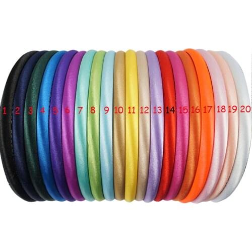 20 Pcs/lot 20 Colors 10mm Baby Girls Solid Satin Cover Headbands For Kids Children Hard Hairband Hair Accessories
