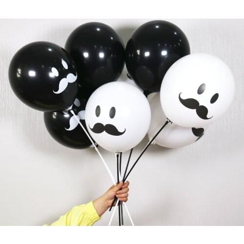 10pcs 12Inch Latex Cartoon Mustache Balloon Little Man Theme Moustache Balloons Kid Birthday Baby Shower Fathers Day Party Decor