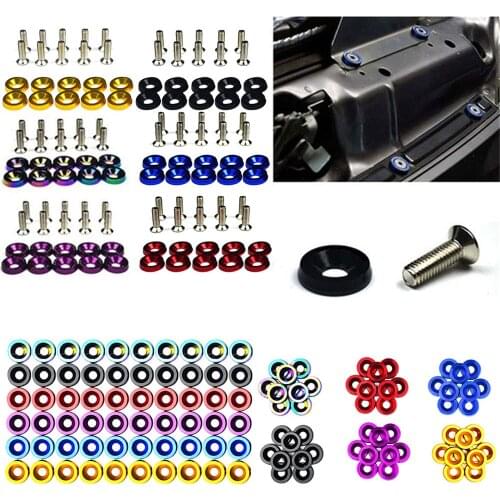 10pcs M6 JDM Car Modified Hex Fasteners Fender Washer Bumper Engine Concave Screws Washer License Plate Bolts Car-styling