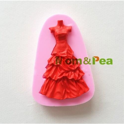 Mom&Pea 1183 Free Shipping Dress Silicone Mold Cake Decoration Fondant Cake 3D Mold Food Grade