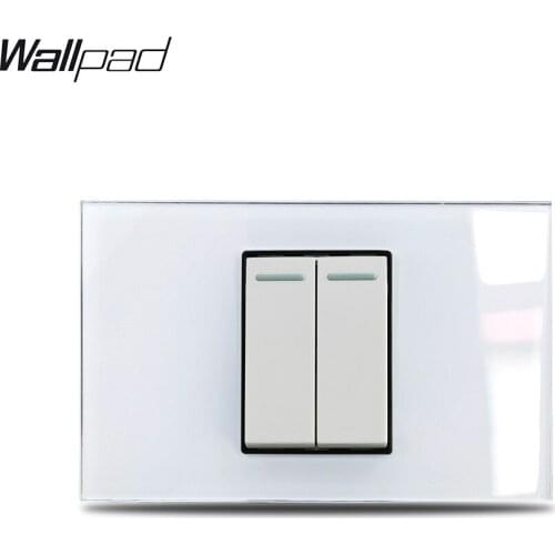 2 Gang AU US On Off Light Switch Wallpad L3 White Glass Panel 118*75mm 2 Push Button 1 2 Way Stair Switch Plate Interruptores