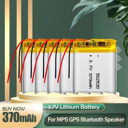502530 3.7V 370mAh Rechargeable Lithium Polymer Li-po Battery For DVD MP3 MP4 Smart Watch Bluetooth Headset Speaker GPS Locator
