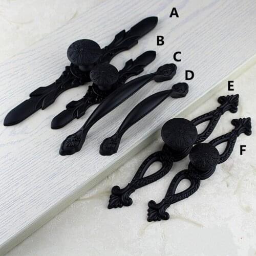 96mm 128mm modern simple black furniture handles black drawer cabinet pulls knobs matte black dresser wardrobe backplane handles