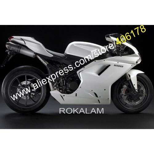 Full White Body Kit For Ducati 2007-2011 848 1098 1098S 1198 07 08 09 10 11 Sport Bike Fairing Kit (Injection Molding)