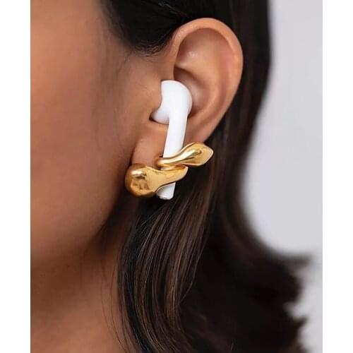 Anti-Lost Earring Gold Strap Wireless Earphone Holder for Airpods Pro 1 2 Earbuds Ear Hook Silicone Connector Sport Ear Studs