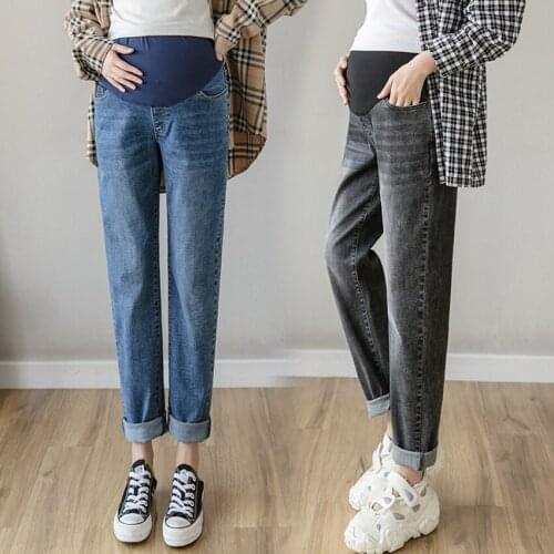 Maternity jeans 2020 new fashion slim and loose wide Harlan carrot autumn and winter daddy pants