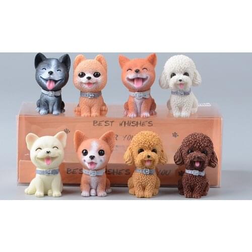 Koteta 4pcs/set Mini Animal Resin Action Figure Model Kids Toys Teddy Corgi Simulation Dog Collection Decoration Christmas Doll