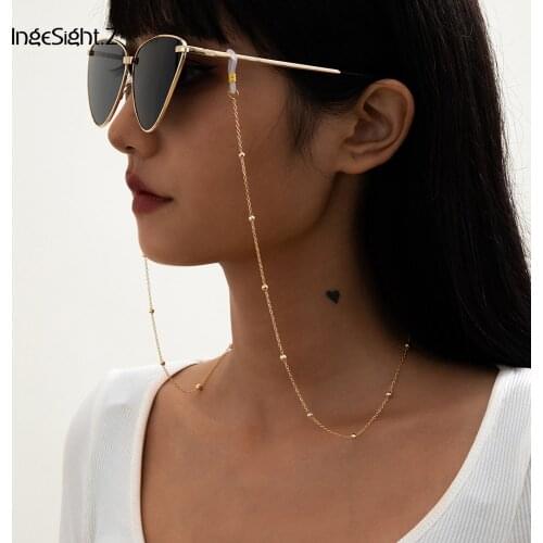 IngeSight.Z Simple Minimalist Bead Sunglasses Eyeglasses Chain Geometric Reading Glasses Chain Cord Holder Lanyard Neck Strap