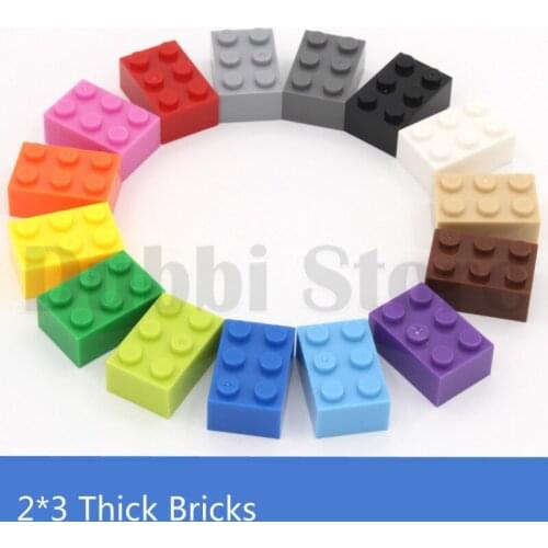 2*3 DIY Building Block Thick Bricks 100g/lot about 52 pcs Compatible with Brands Educational Toy Multicolor Gift for Children