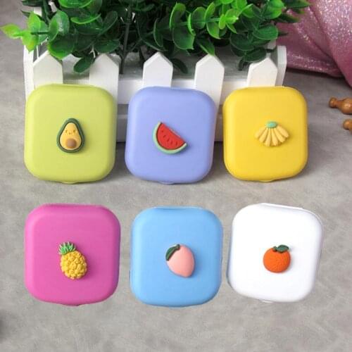 Girl Color Contact Lenses Case Square Women Travel Contact Lenses Box Container Travel Kit Contact Lens Cases with Mirror Cute